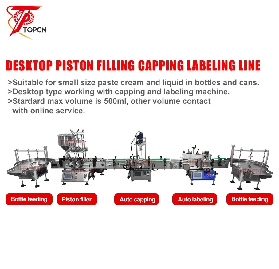 Automatic Jelly Body Butter Liquid Detergent Shampoo Lotion Tabletop Linear Filling Capping Label Machine with Bottle Sorting