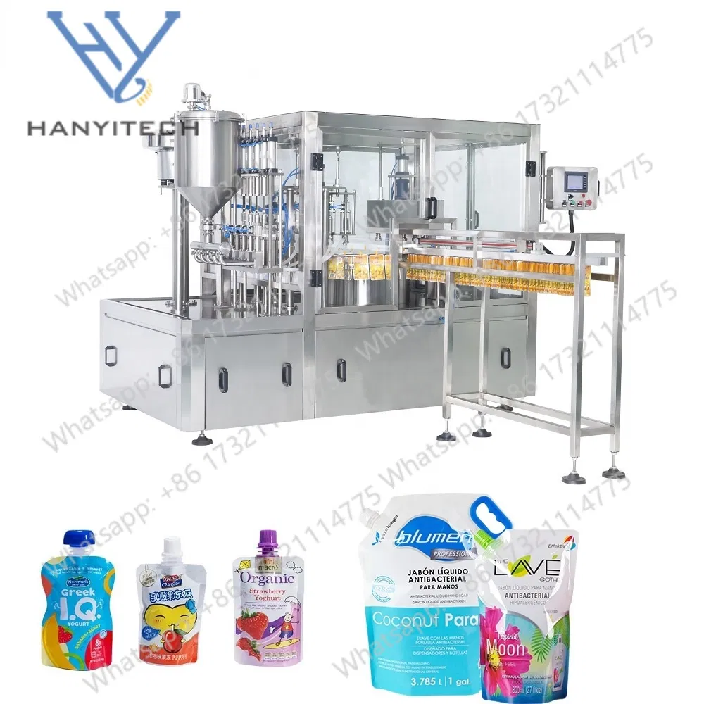 Automatic Stand up Pouch Plastic Bag Juice Jelly Oil Liquid Packing Filling Capping Machine