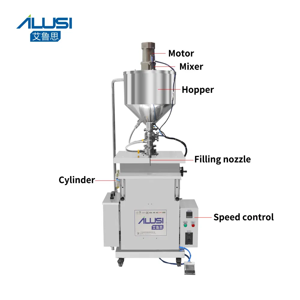 Semi Automatic Single Head Jelly Oil Paste Hot Filling Machine with Heating Tank and Mixing System